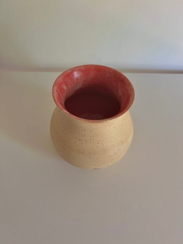 Speckled Vase with Pink + Red Interior