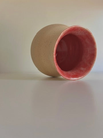 Speckled Vase with Pink + Red Interior