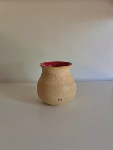 Speckled Vase with Pink + Red Interior